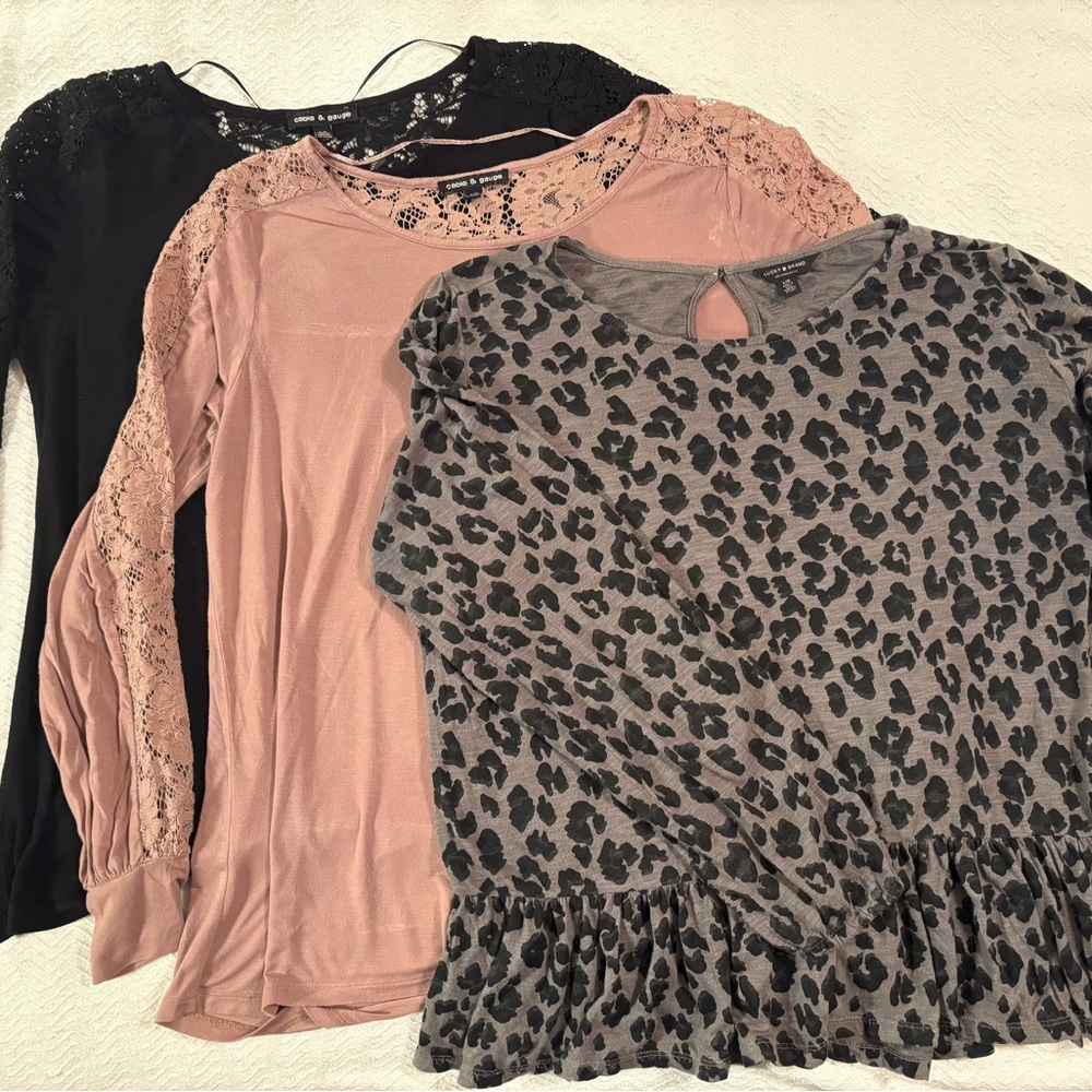 Cable & Gauge Black, Pink, and Gray Lace Tops